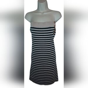 Cider Black and Cream Strapless Dress